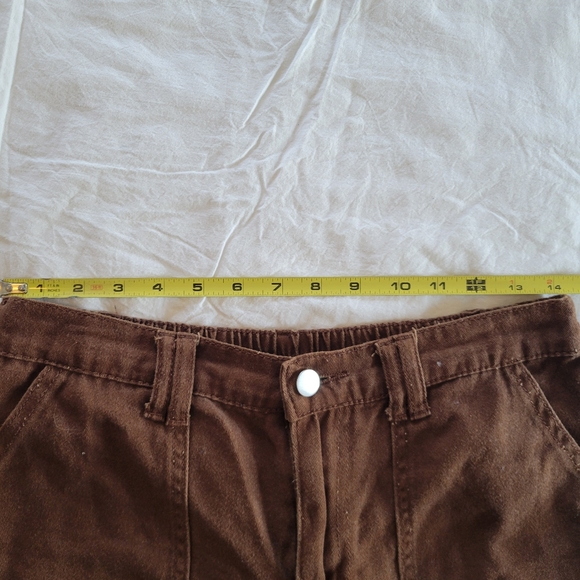 Brown Cargo Pants Small Cotton Utility Wide Leg Y2K Streetwear Size Medium - Picture 11 of 11